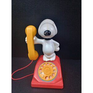 Vintage Rotary Dial Toy Phone Turning Head Peanuts Snoopy & Woodstock